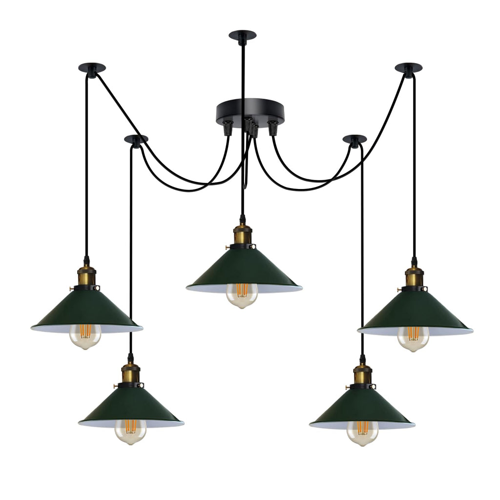 Industrial Vintage 5-Light Spider Pendant Lamp with Adjustable Metal Arms