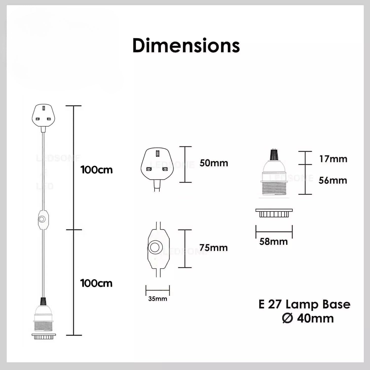 Industrial LED Pendant Light with UK Plug ~6359