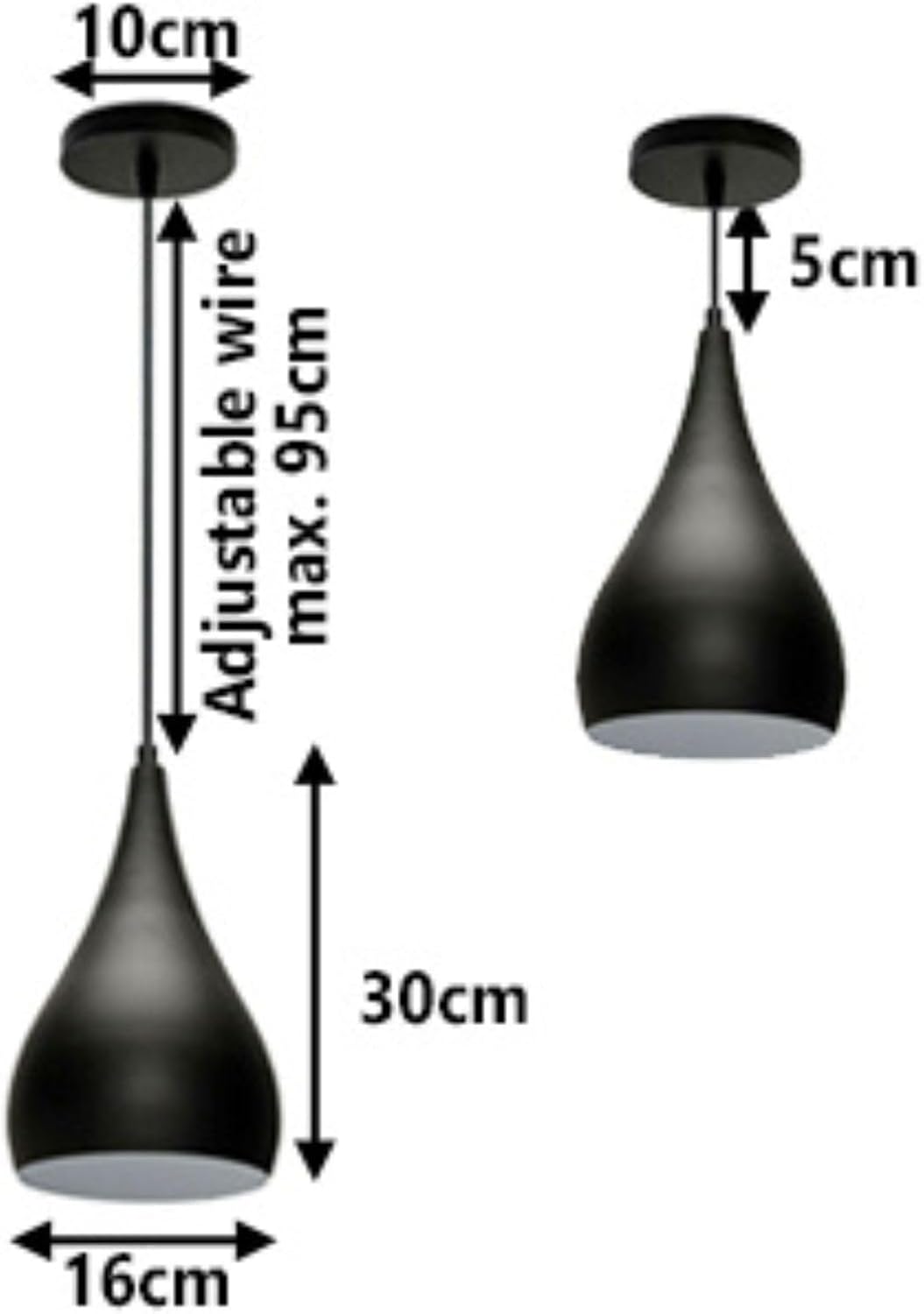 Modern Black E27 Vintage Industrial Pendant Ceiling Light Fixture