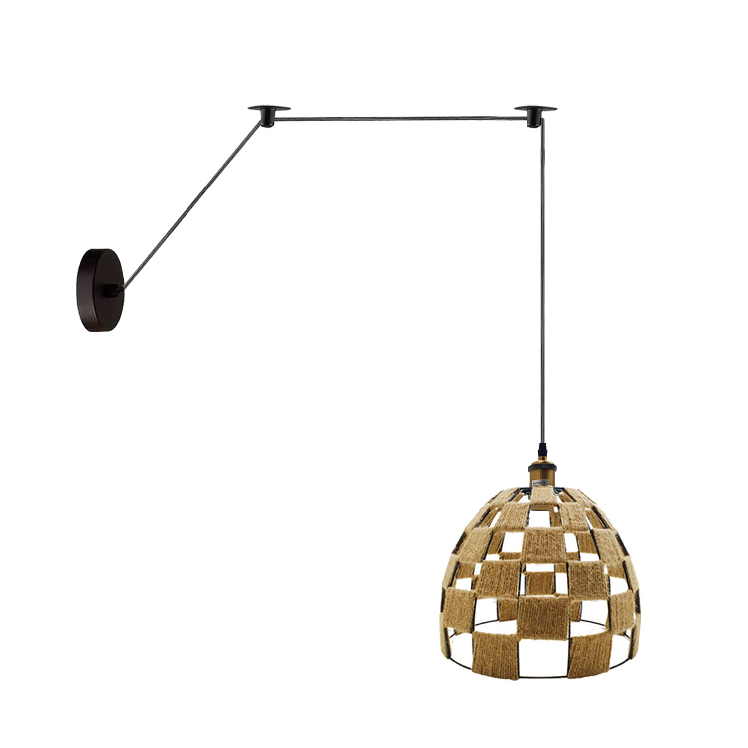 Hand-Woven Natural Bamboo Hemp Ceiling Pendant Light for Rustic Homes