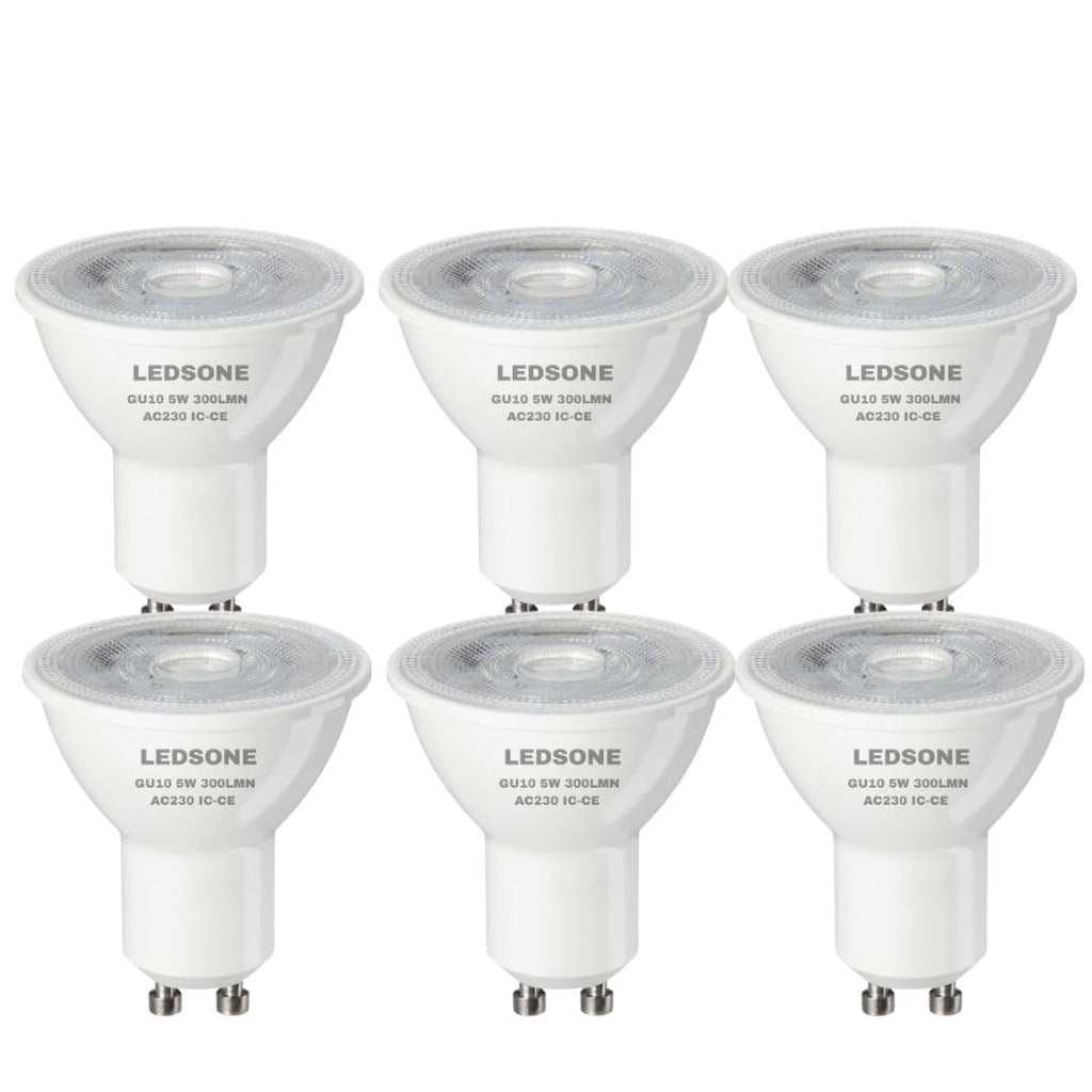 6-Pack GU10 LED Spotlight Bulbs, Cool White, Energy-Saving, Bright Illumination