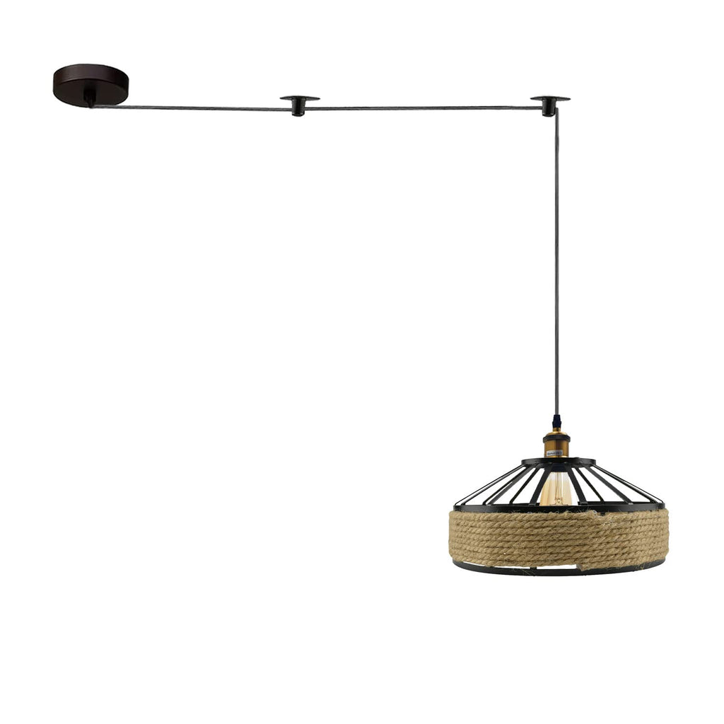 Hand-Woven Natural Bamboo Hemp Ceiling Pendant Light for Rustic Homes
