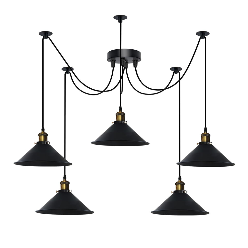 Industrial Vintage 5-Light Spider Pendant Lamp with Adjustable Metal Arms