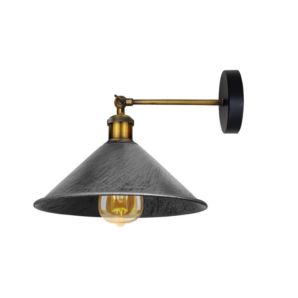 Vintage Industrial Metal Wall Sconce Light Fixture with Cone Shade, E27 Base