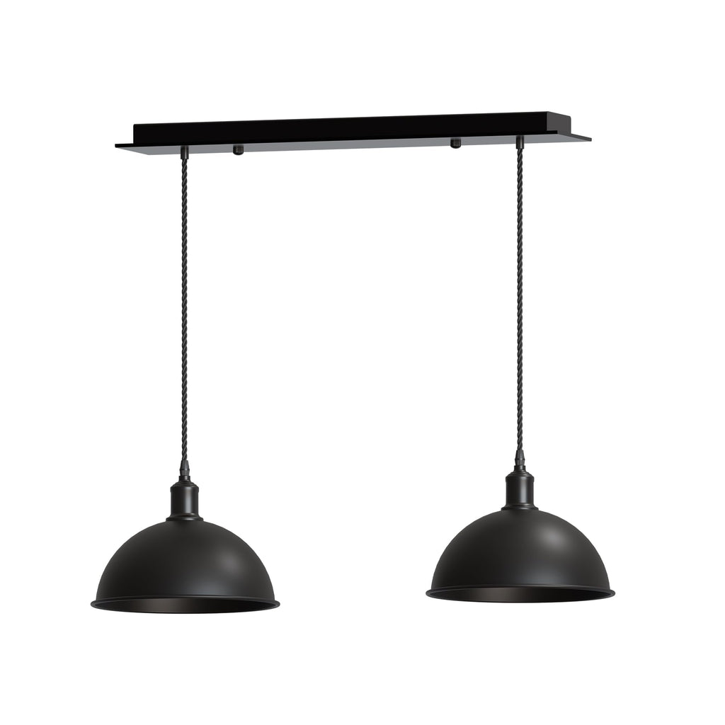 Vintage Industrial 2-Head Dome Pendant Light Adjustable Cable Kitchen Dining