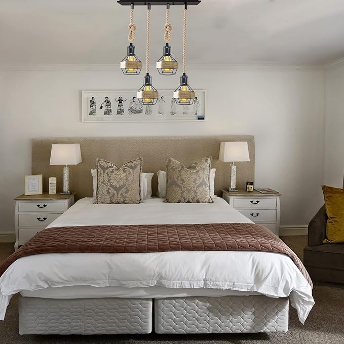 Ceiling Pendant Light Metal Hemp Rope Style ~6203