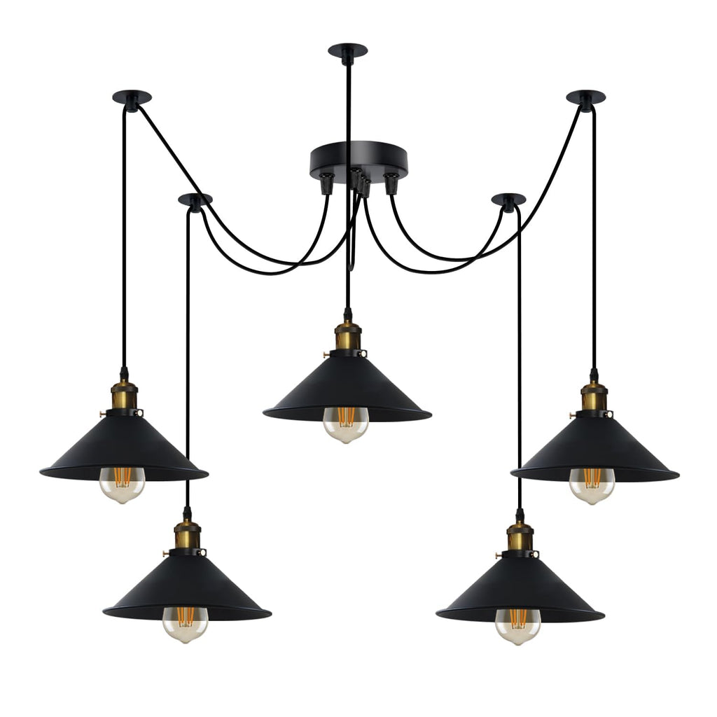Industrial Vintage 5-Light Spider Pendant Lamp with Adjustable Metal Arms