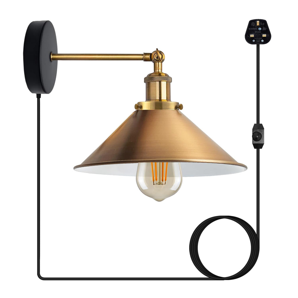 Industrial Indoor Plug in Wall Light with Dimmer ~6332