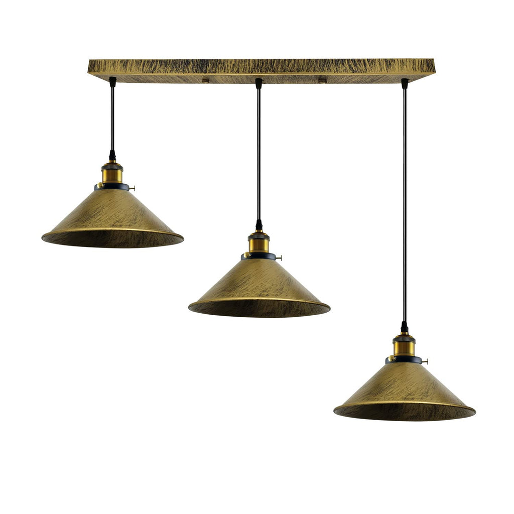 Industrial 3-Light Metal Pendant Ceiling Fixture: Adjustable Cables, Modern Retro Style