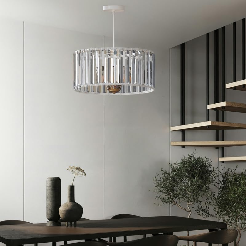 Elegant Crystal Glass Drum Ceiling Lamp Shade - Modern Flush Mount Light Fixture