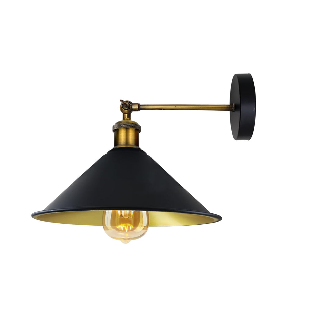 Vintage Industrial Metal Wall Sconce Light Fixture with Cone Shade, E27 Base