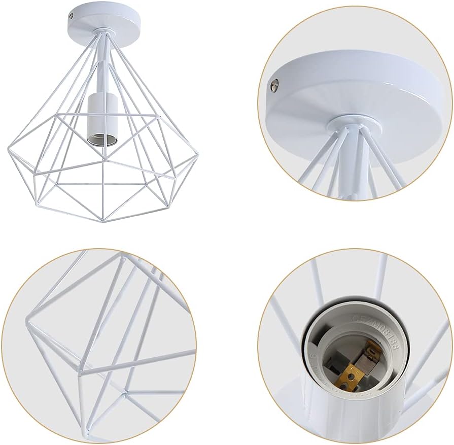 Modern Cage Geometric white Ceiling Light  Fitting ~5436