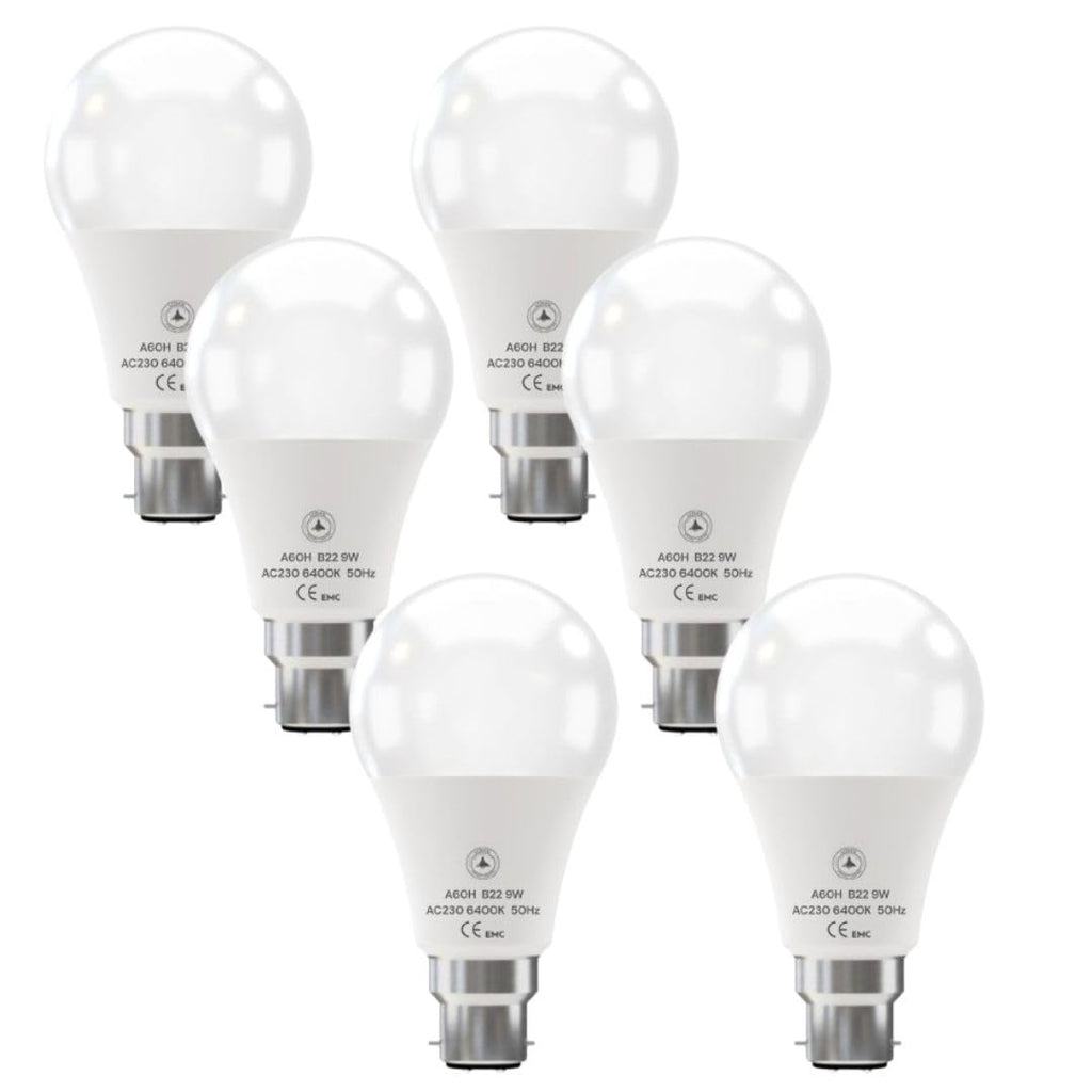 6-Pack LED Cool White GLS Bulbs: Energy-Saving E27 & B22 Non-Dimmable
