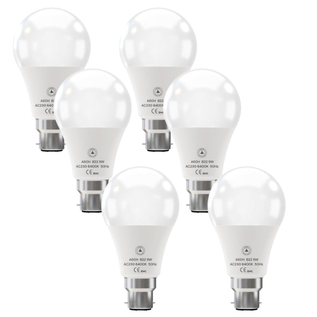 6 Pack LED E27/B22 Bulb 5W-22W Cool White 6400K Non Dimmable ~6294