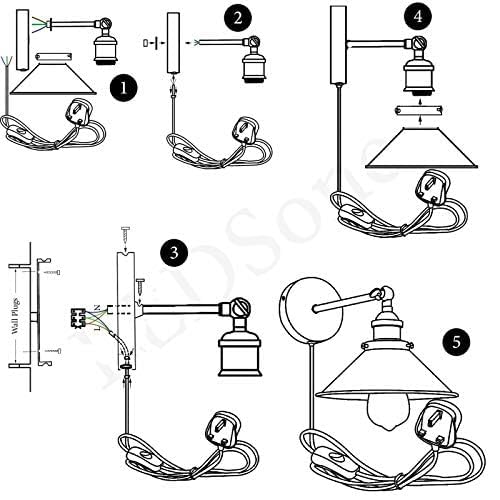 Vintage Industrial Plug-in Wall Light with Dimmer ~6266