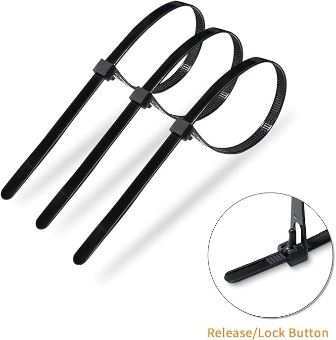 Heavy Duty Reusable Cable Ties for Organizing & Bundling Wires, 100-Pack