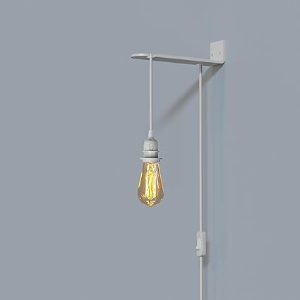 Retro Style Plug-in E27 Hanging Pendant Light Fixture with Wall Mount Bracket