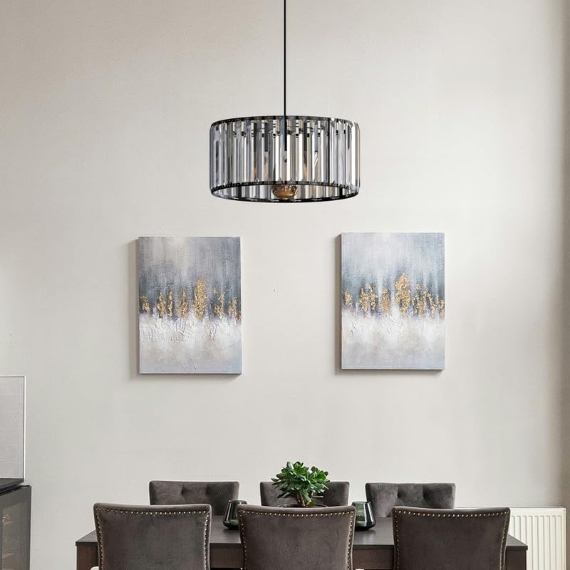 Elegant Crystal Glass Drum Ceiling Lamp Shade - Modern Flush Mount Light Fixture