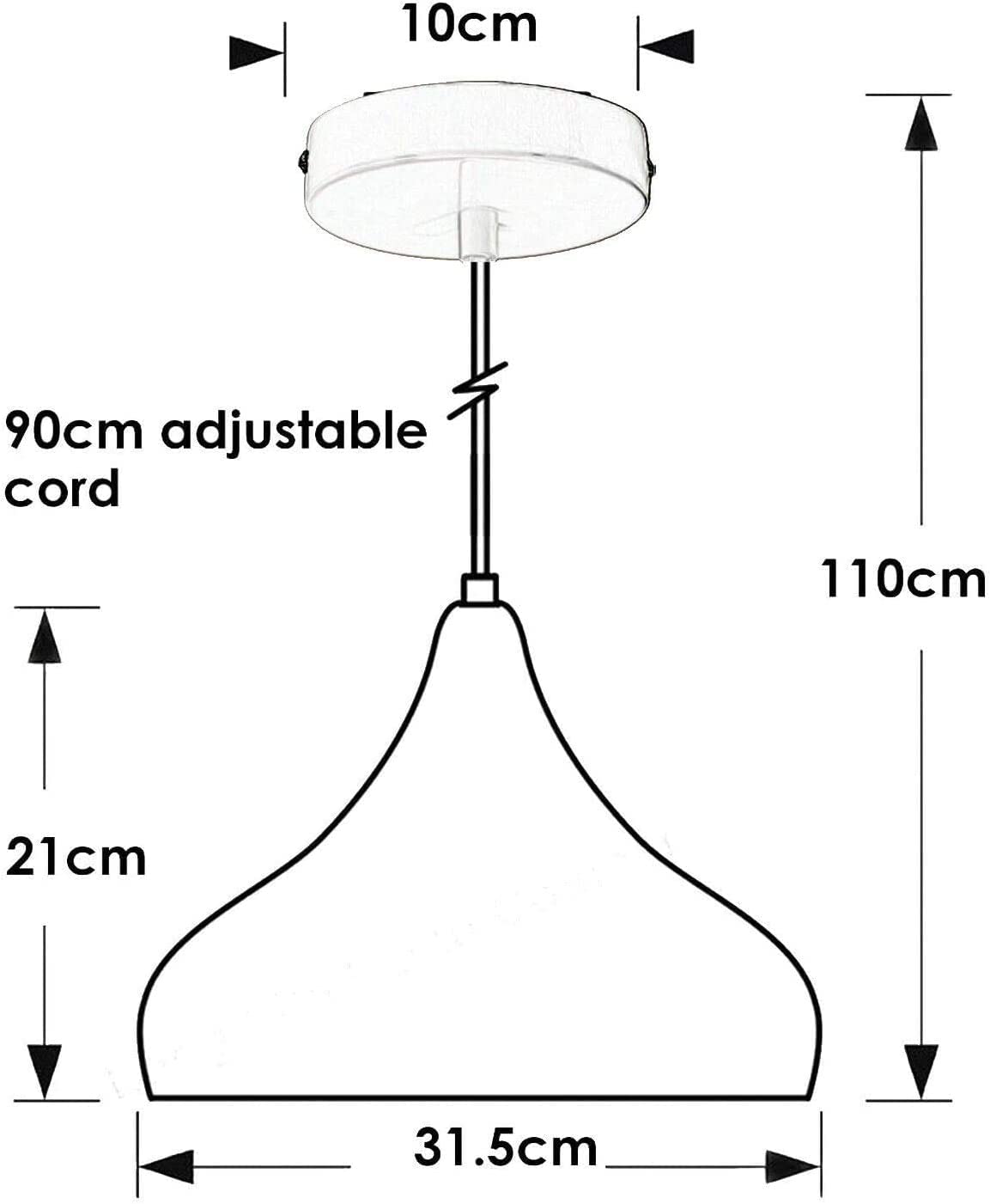Industrial Vintage Metal Dome Pendant Light Fixture, Dimmable E27 Base Ceiling Lamp