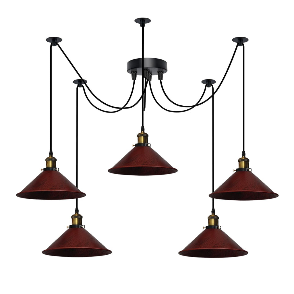 Industrial Vintage 5-Light Spider Pendant Lamp with Adjustable Metal Arms
