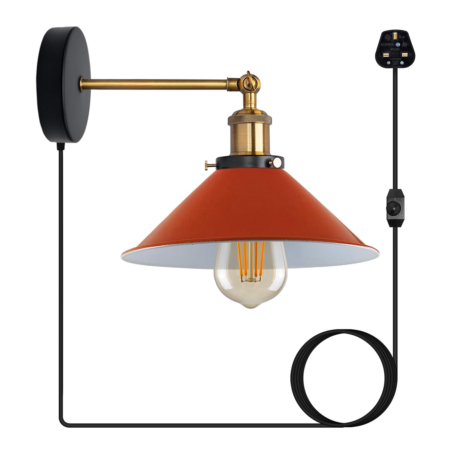 Industrial Indoor Plug in Wall Light with Dimmer ~6332