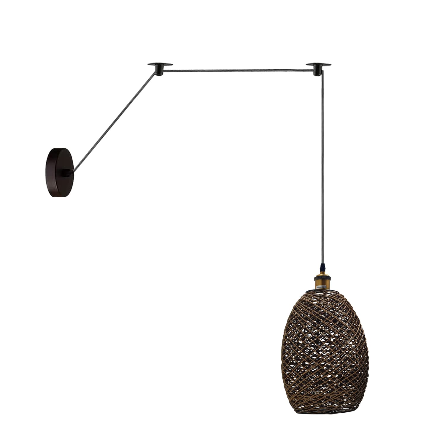 Hand-Woven Natural Bamboo Hemp Ceiling Pendant Light for Rustic Homes