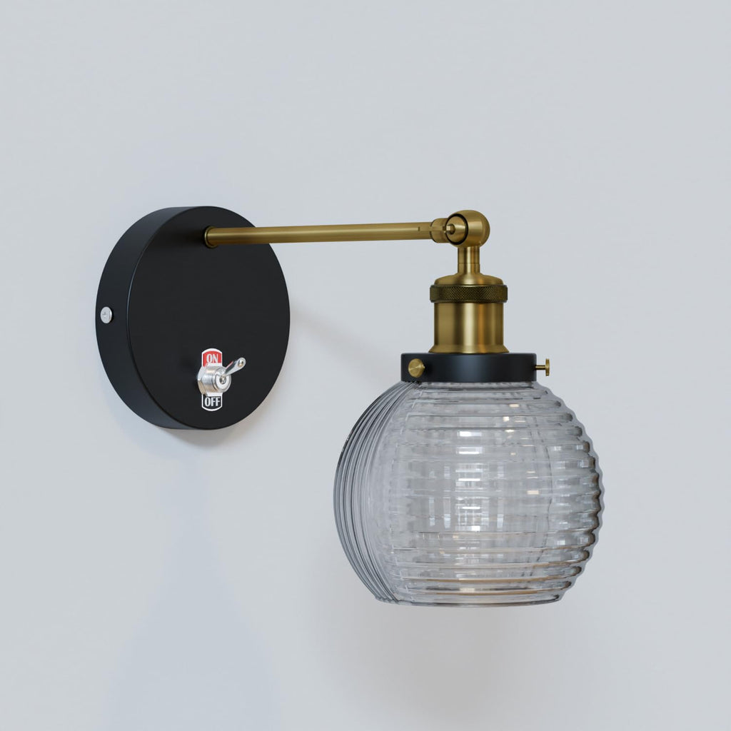 E27 Glass Wall Light With Switch ~6193