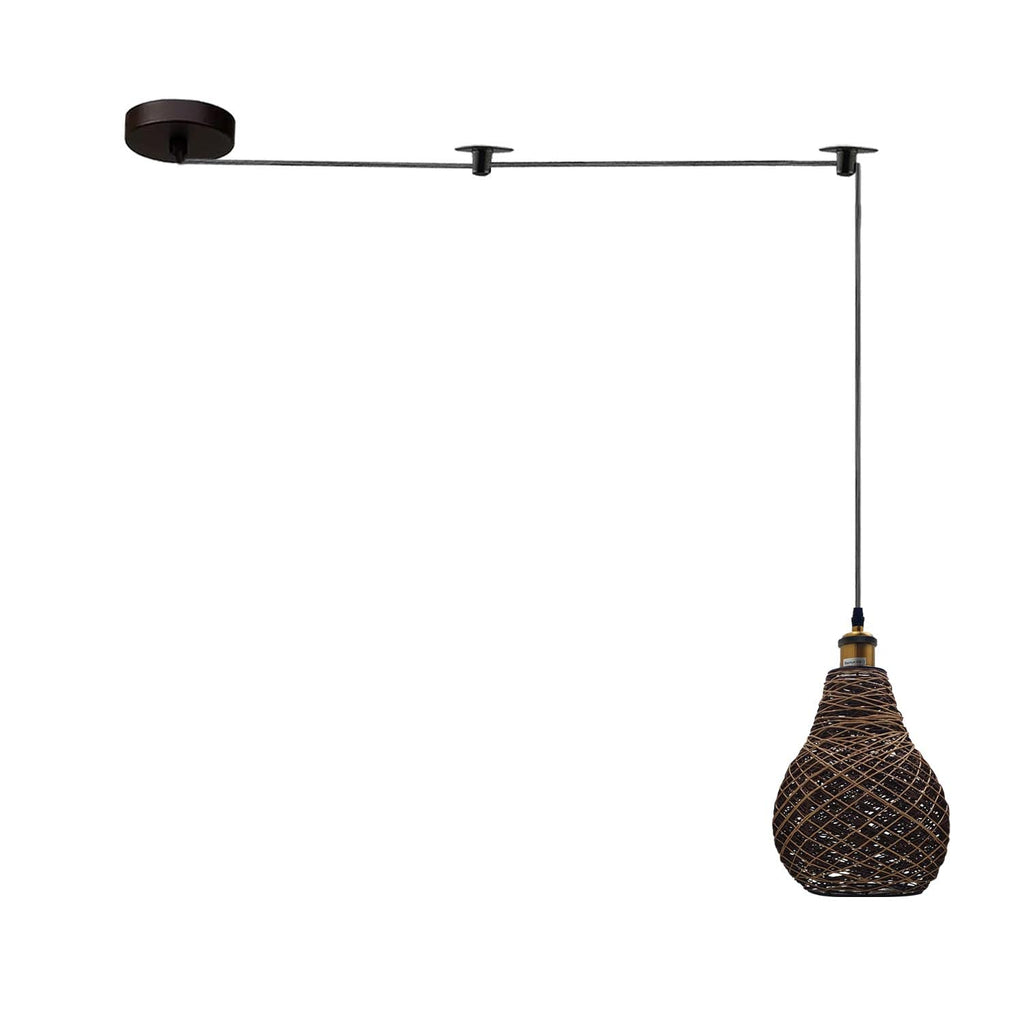 Hand-Woven Natural Bamboo Hemp Ceiling Pendant Light for Rustic Homes
