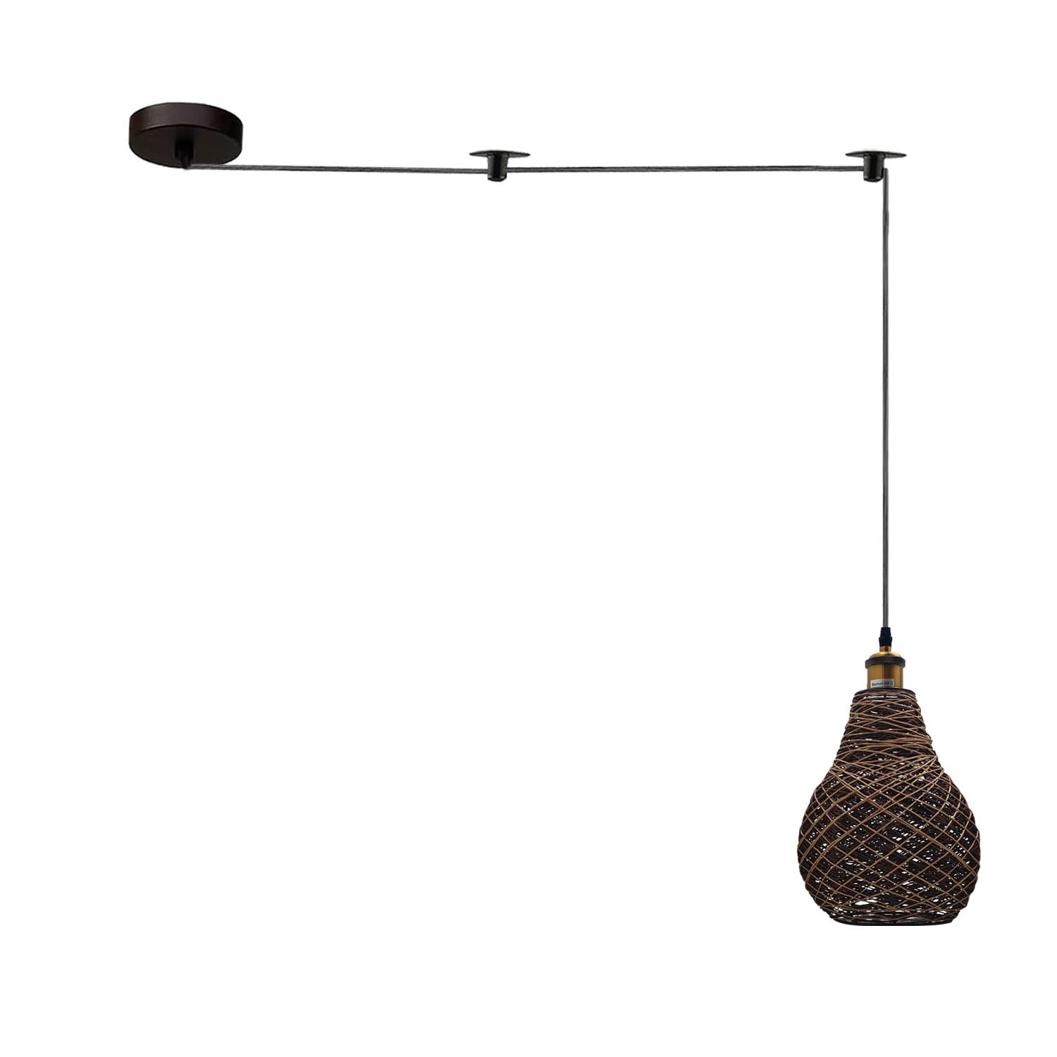 Hand-Woven Natural Bamboo Hemp Ceiling Pendant Light for Rustic Homes