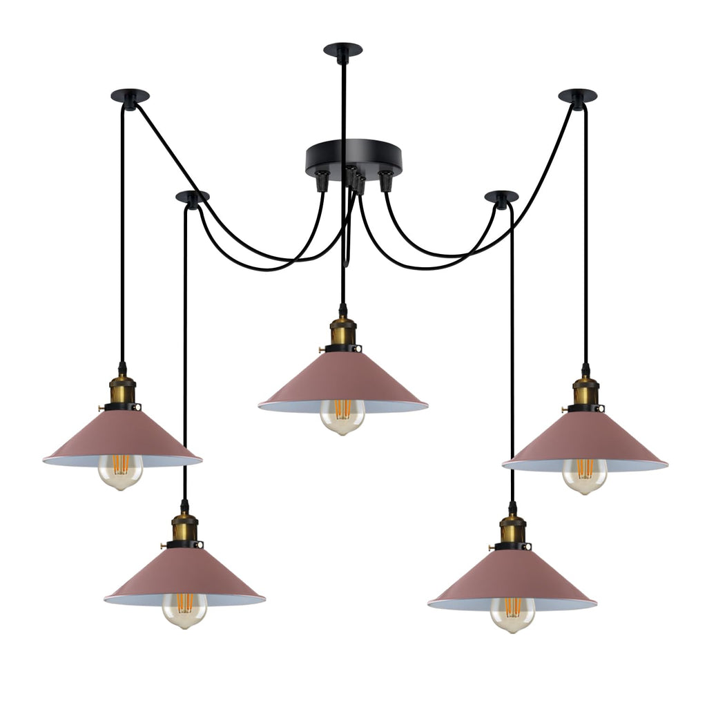 Modern Industrial Five-Arm Spider Pendant Light Kit with E27 Sockets