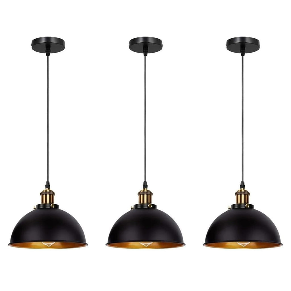 Chic Industrial 3-Pack Metal Pendant Lights, E27 Base, Adjustable Height, Vintage Charm