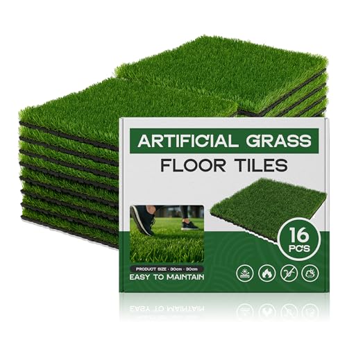 Premium Artificial Grass Interlocking Tiles 12x12 Inch UV-Resistant Outdoor Turf