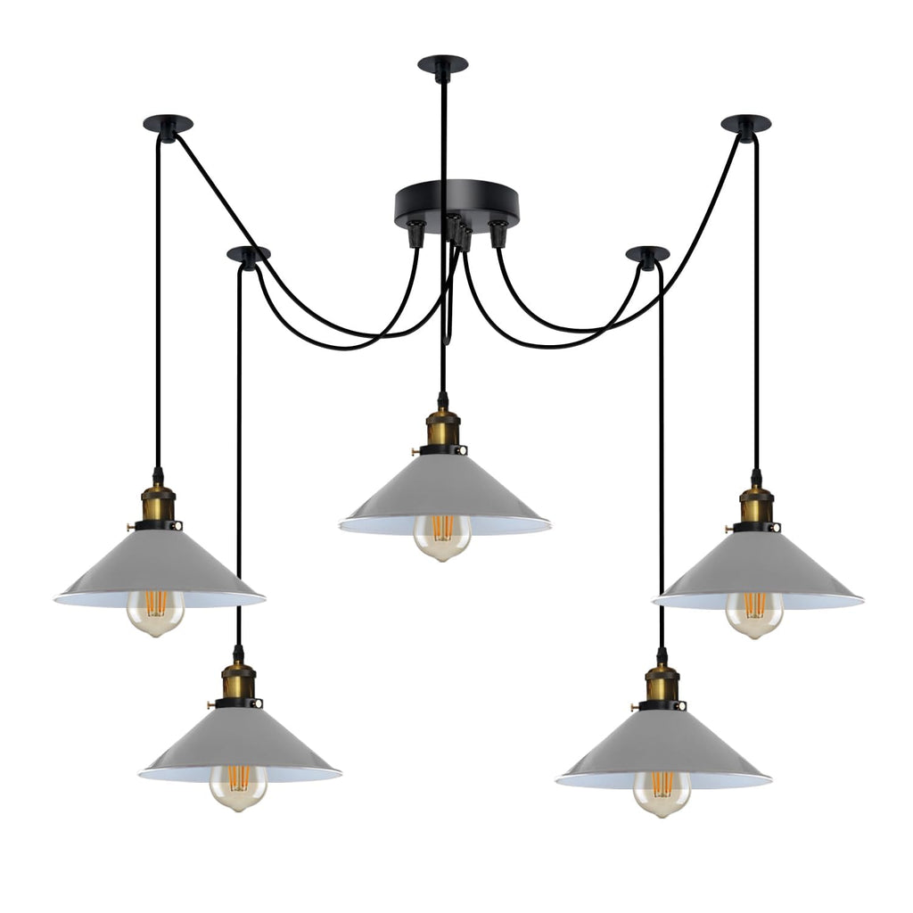Industrial Vintage 5-Light Spider Pendant Lamp with Adjustable Metal Arms