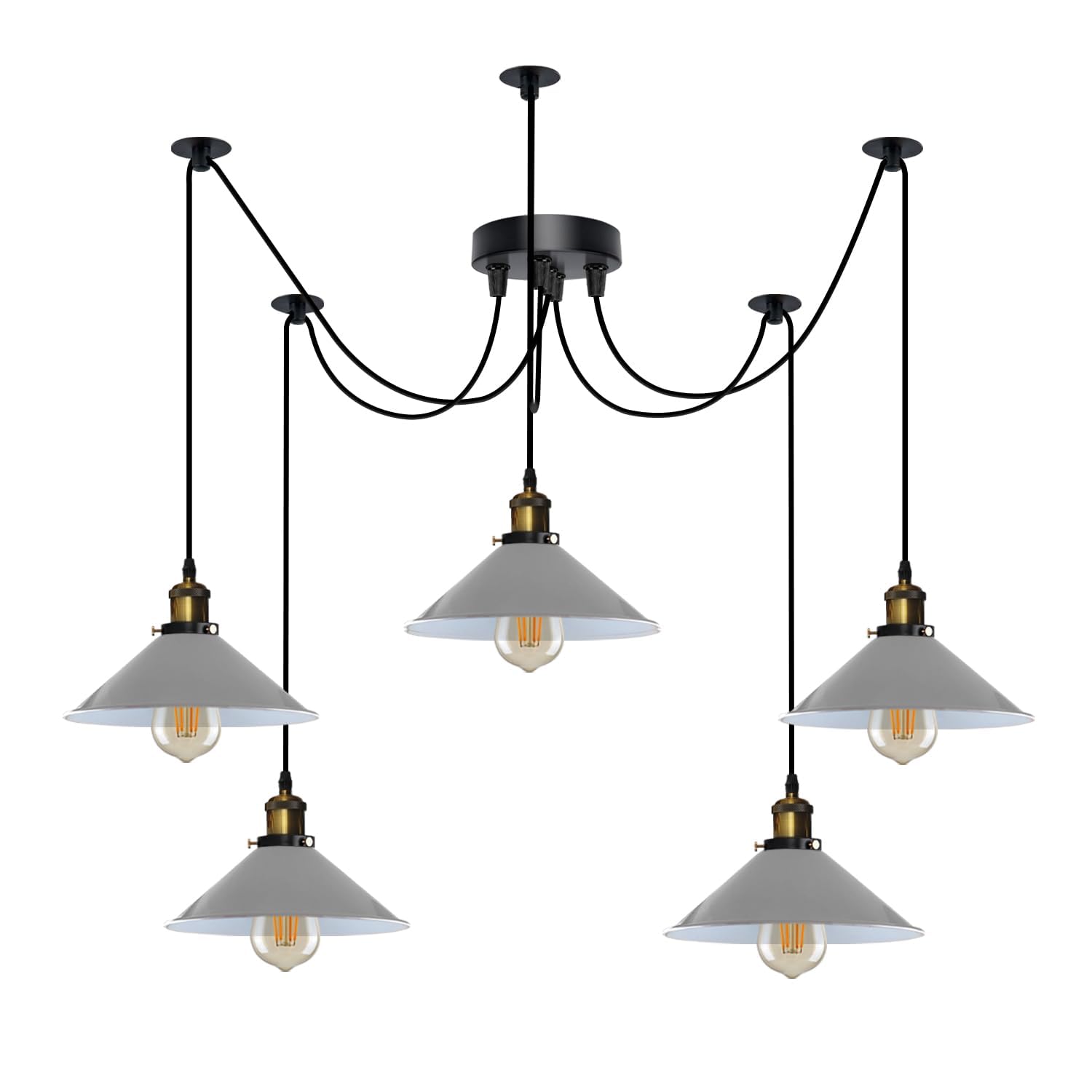 5 Light Spider Pendant Light Height Adjustable Metal~6194