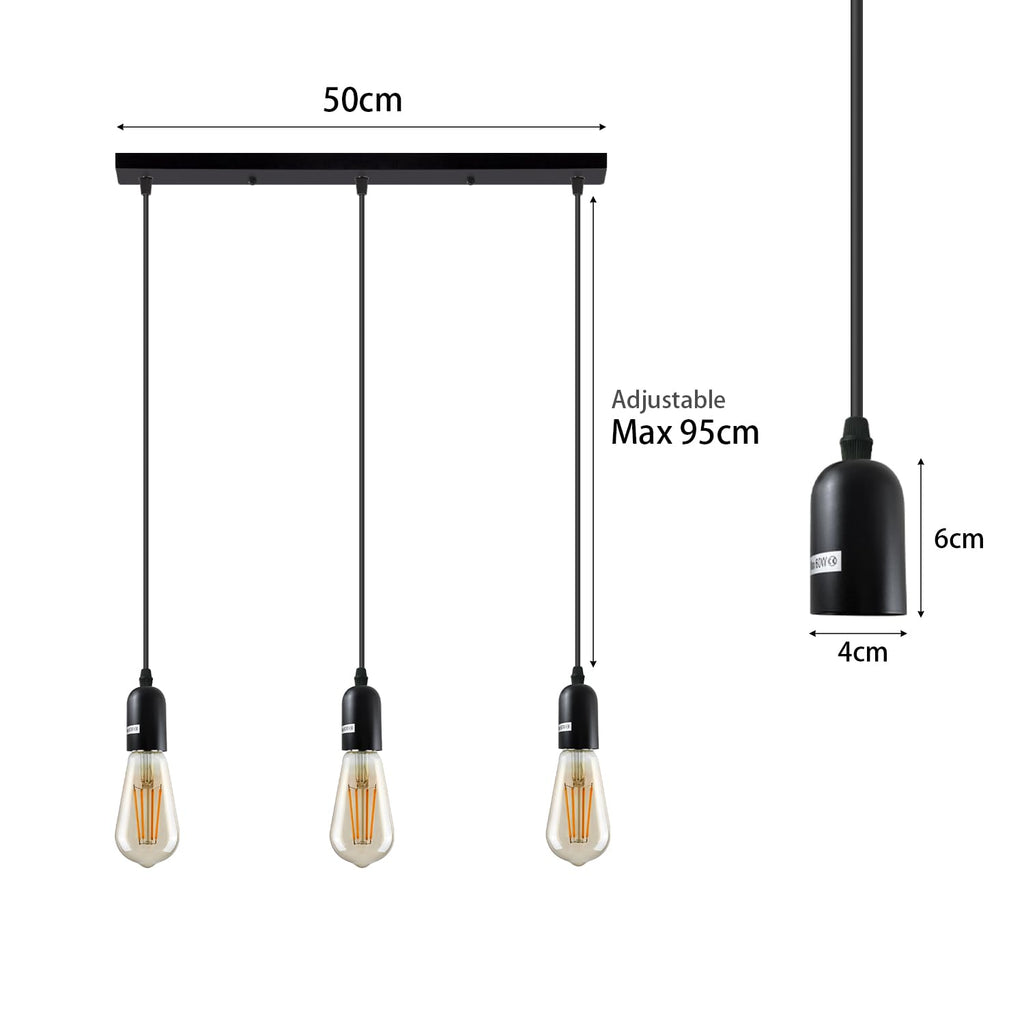 Industrial Metal Cluster Pendant Light Fixture, E27 Base, Retro Style Lighting