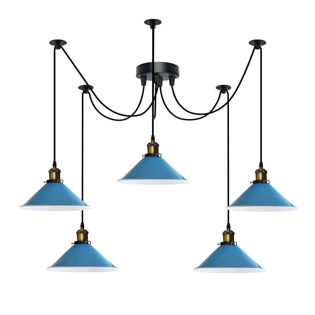Industrial Vintage 5-Light Spider Pendant Lamp with Adjustable Metal Arms