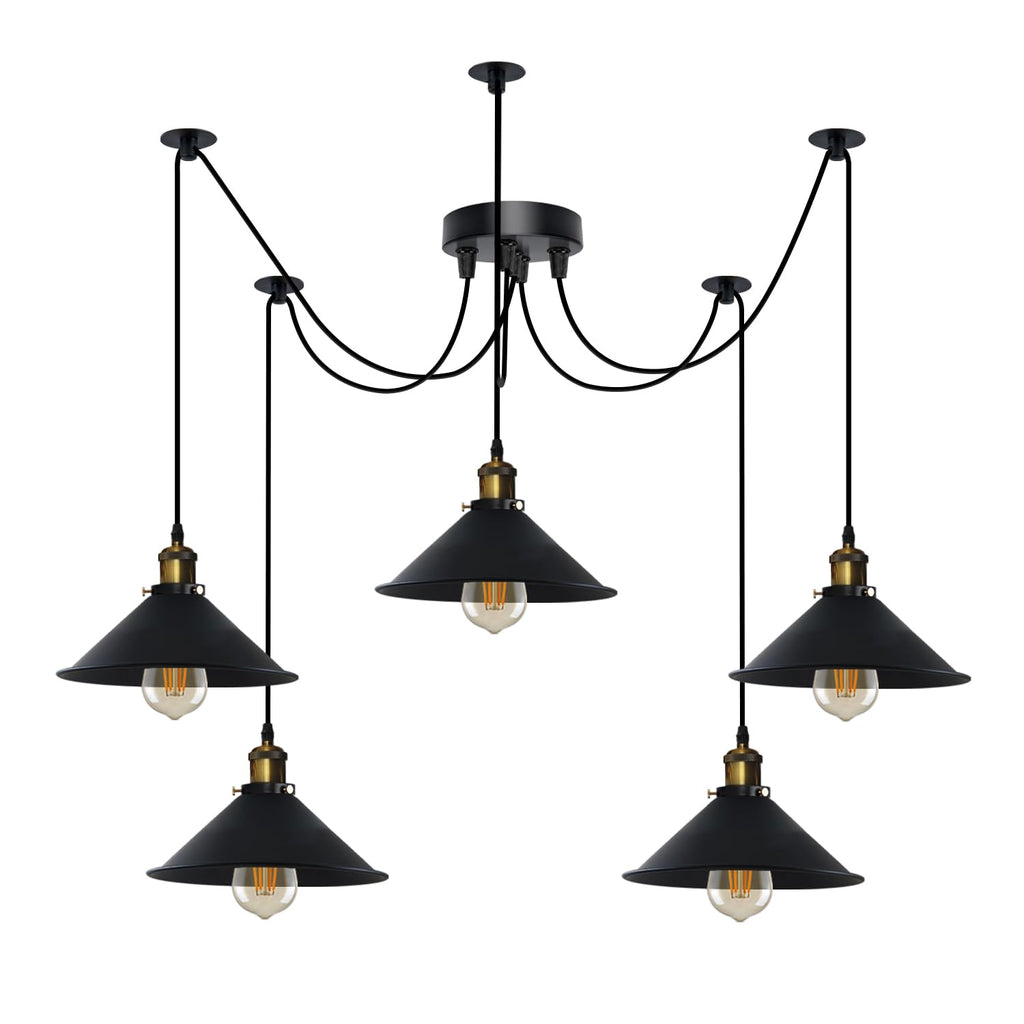 Modern Industrial Five-Arm Spider Pendant Light Kit with E27 Sockets