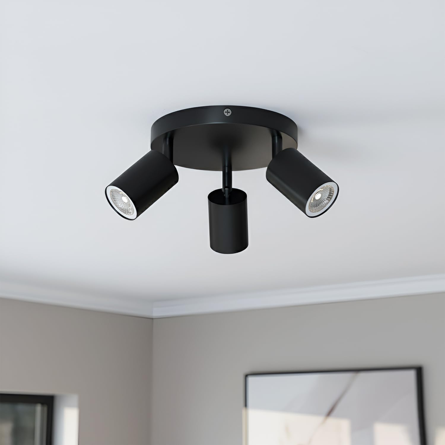 Stylish 3-Light GU10 Ceiling Spotlight: Adjustable Directional Track Lighting Fixture