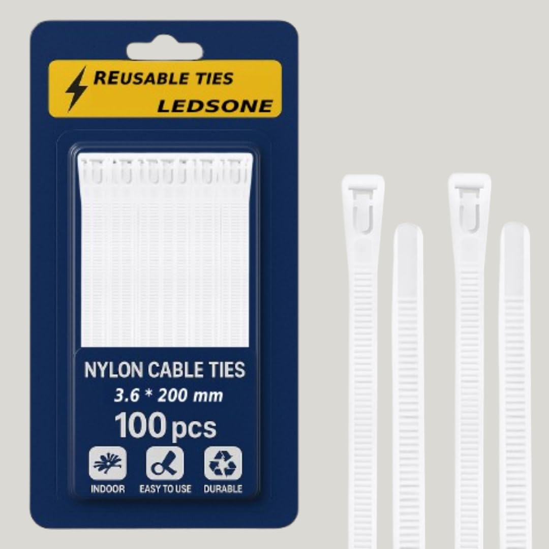 100 Heavy Duty Reusable Cable Zip Ties 200 x 3.6 mm ~6367