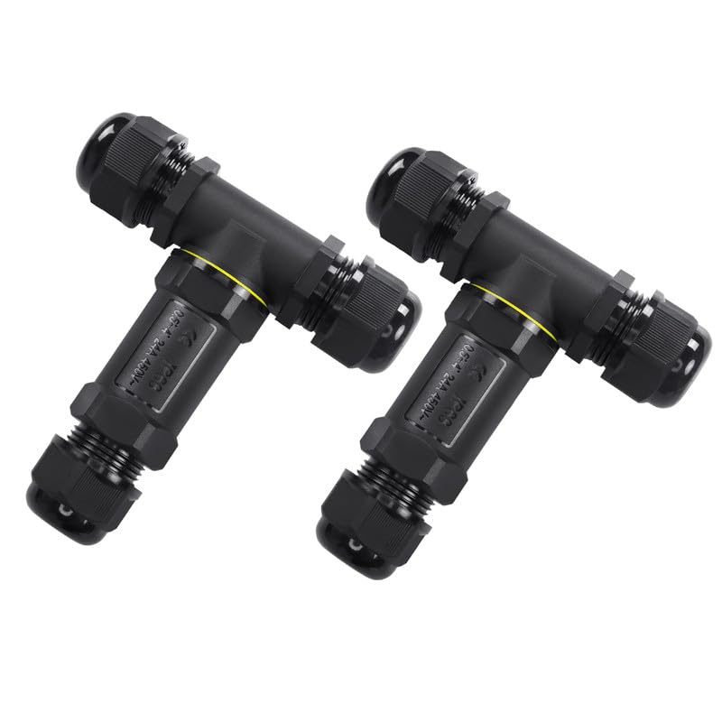 Durable 3-Pin IP68 Waterproof Electrical T-Connector Junction Box for Outdoor Cables