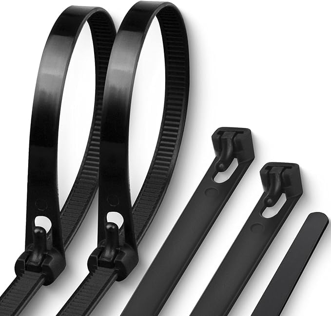 100 Pack Reusable Cable Ties Black | White Nylon Zip Ties ~6210