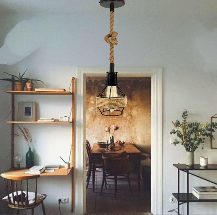 Ceiling Pendant Light Metal Hemp Rope Style ~6203