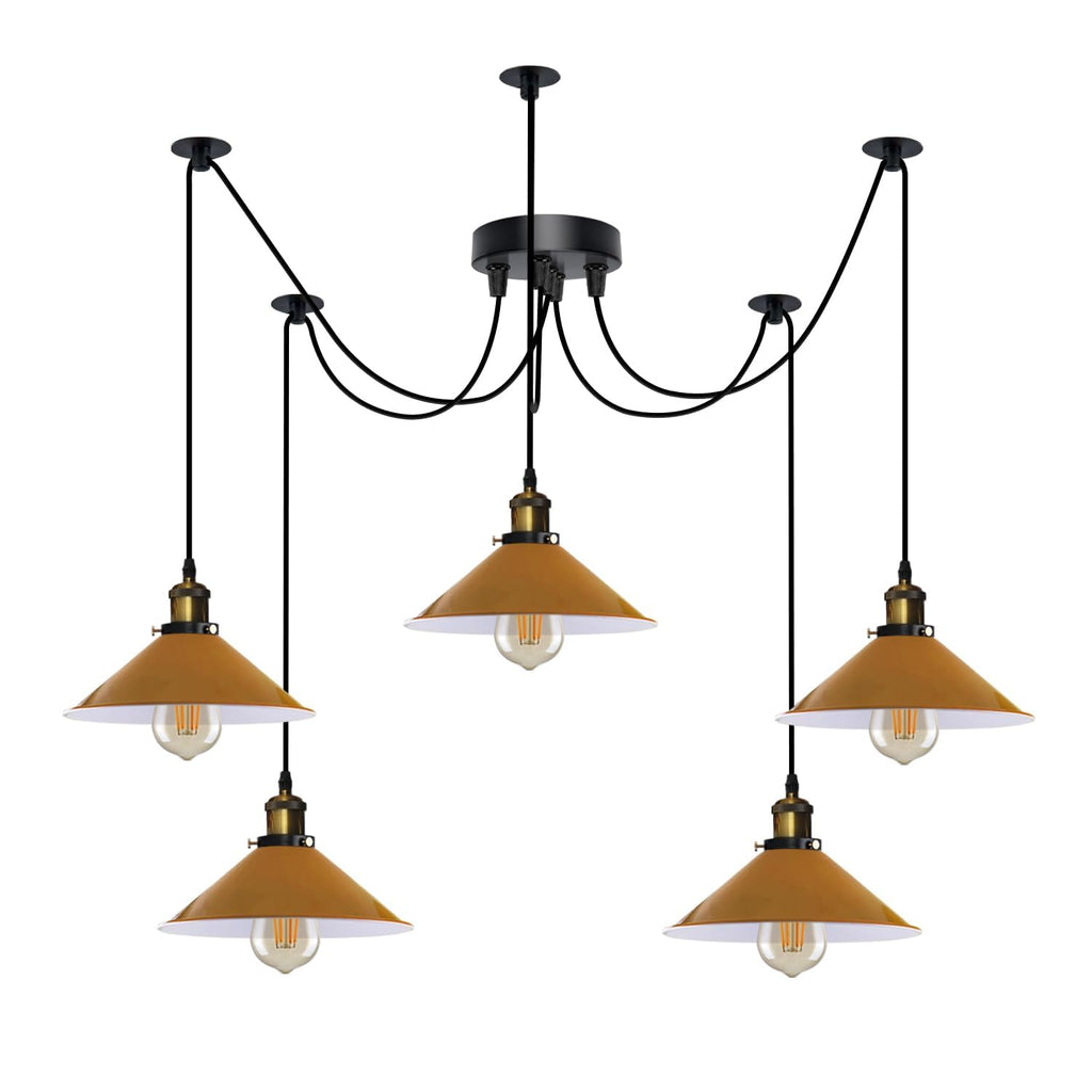 Industrial Vintage 5-Light Spider Pendant Lamp with Adjustable Metal Arms
