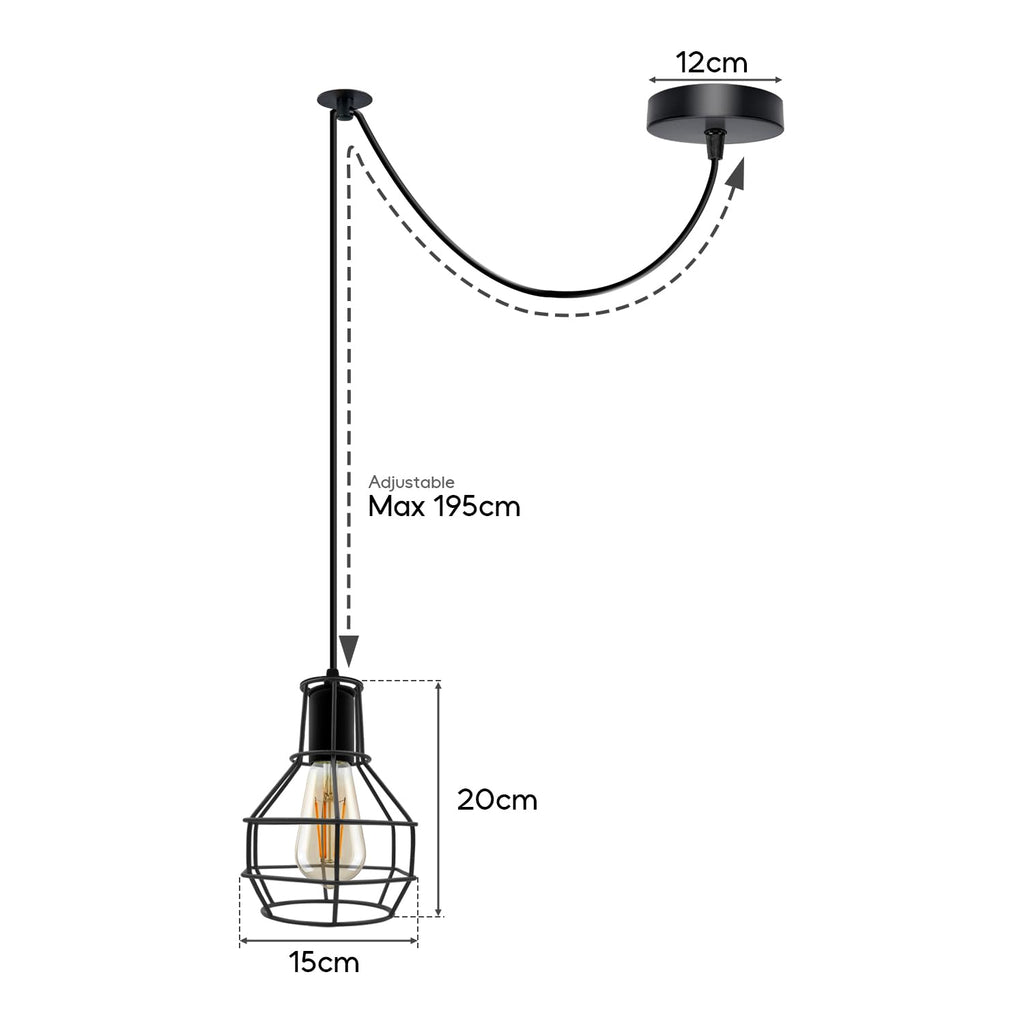 Vintage Industrial Spider Chandelier Pendant Light Kit Metal Cage E27 Ceiling Lamp