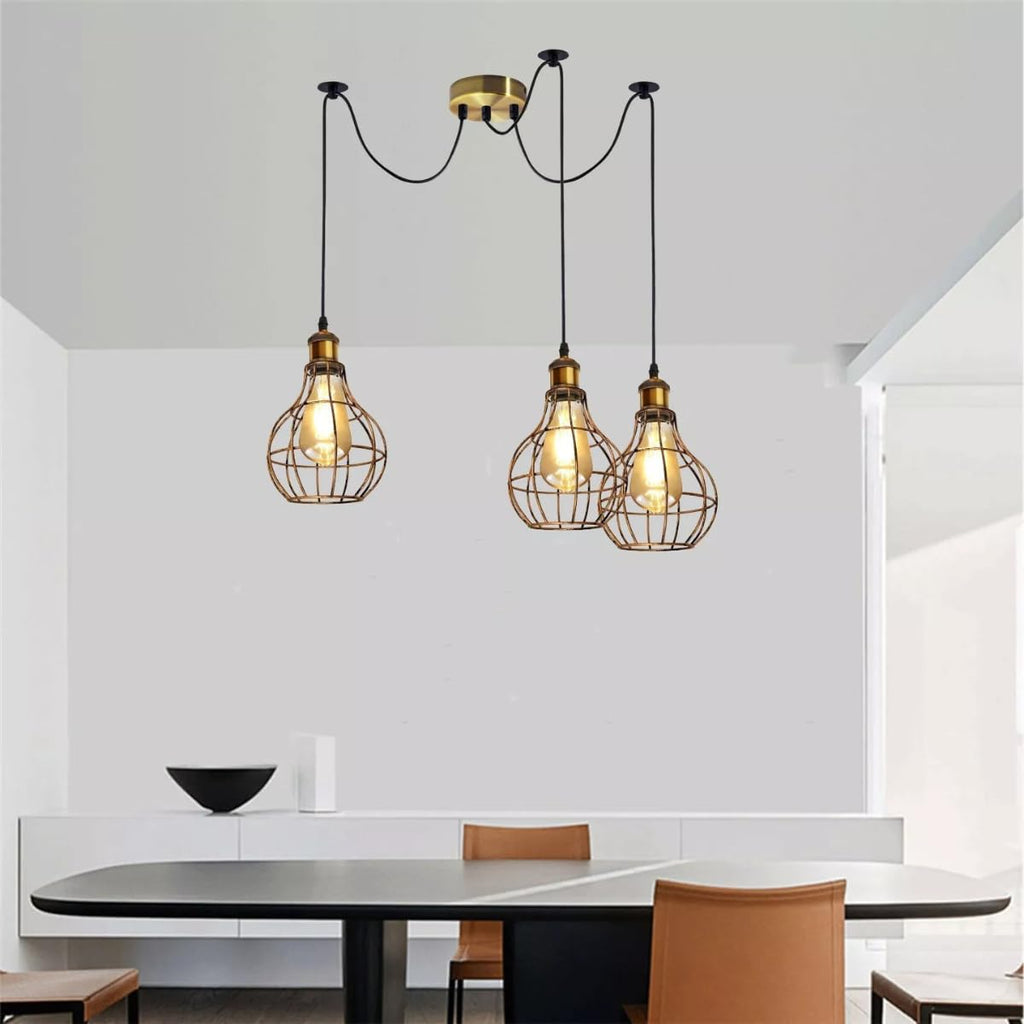 Vintage Industrial Metal Ceiling Pendant Light Fixture with Adjustable Length