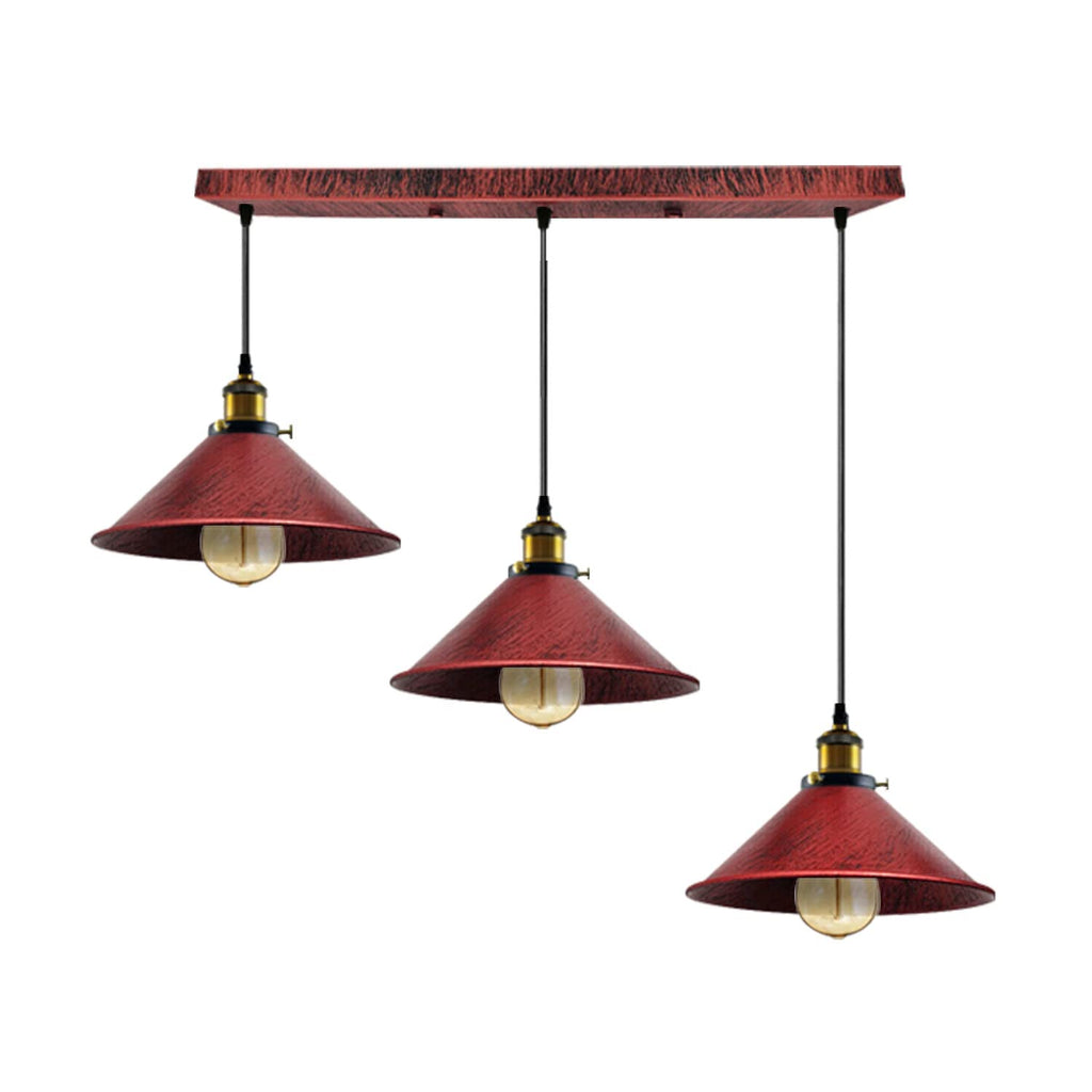 Industrial 3-Light Metal Pendant Ceiling Fixture: Adjustable Cables, Modern Retro Style
