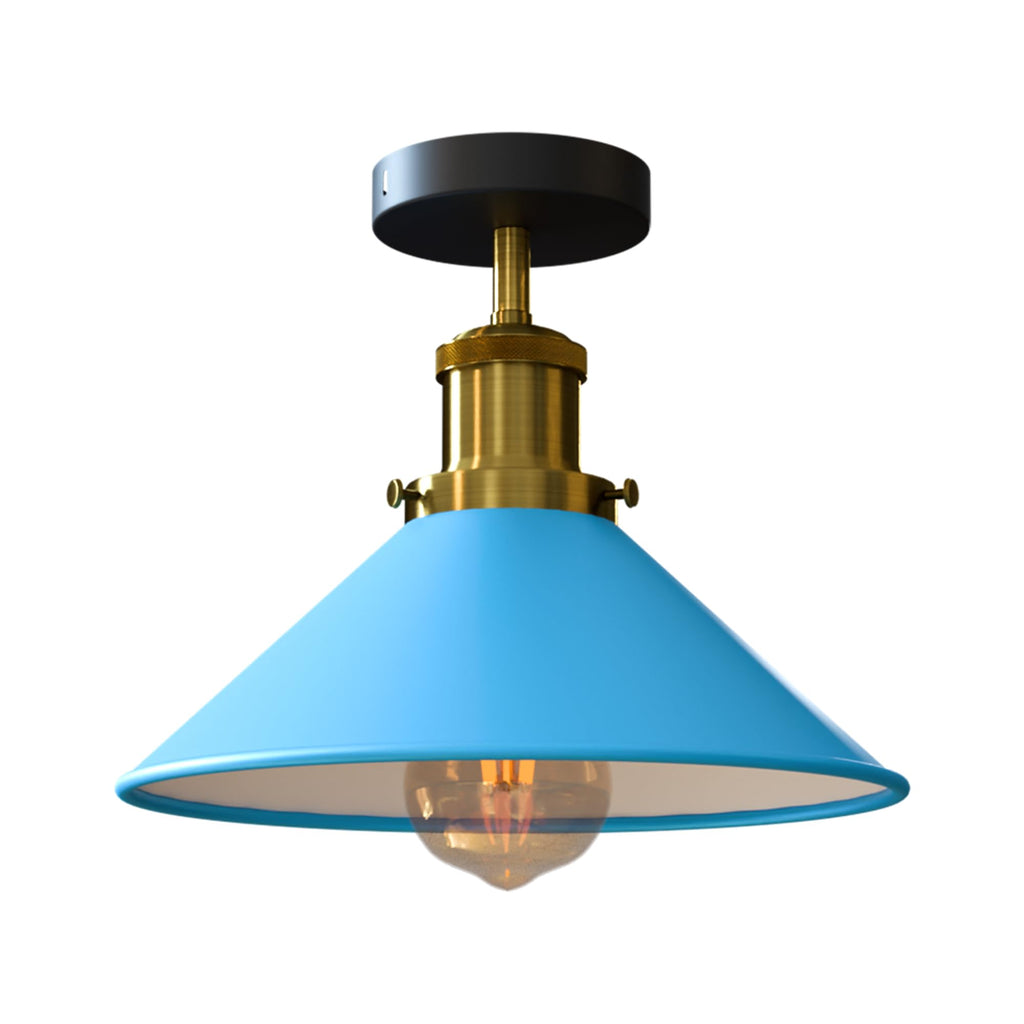 Industrial Metal Semi Flush Mount Cone Ceiling Light Fixture