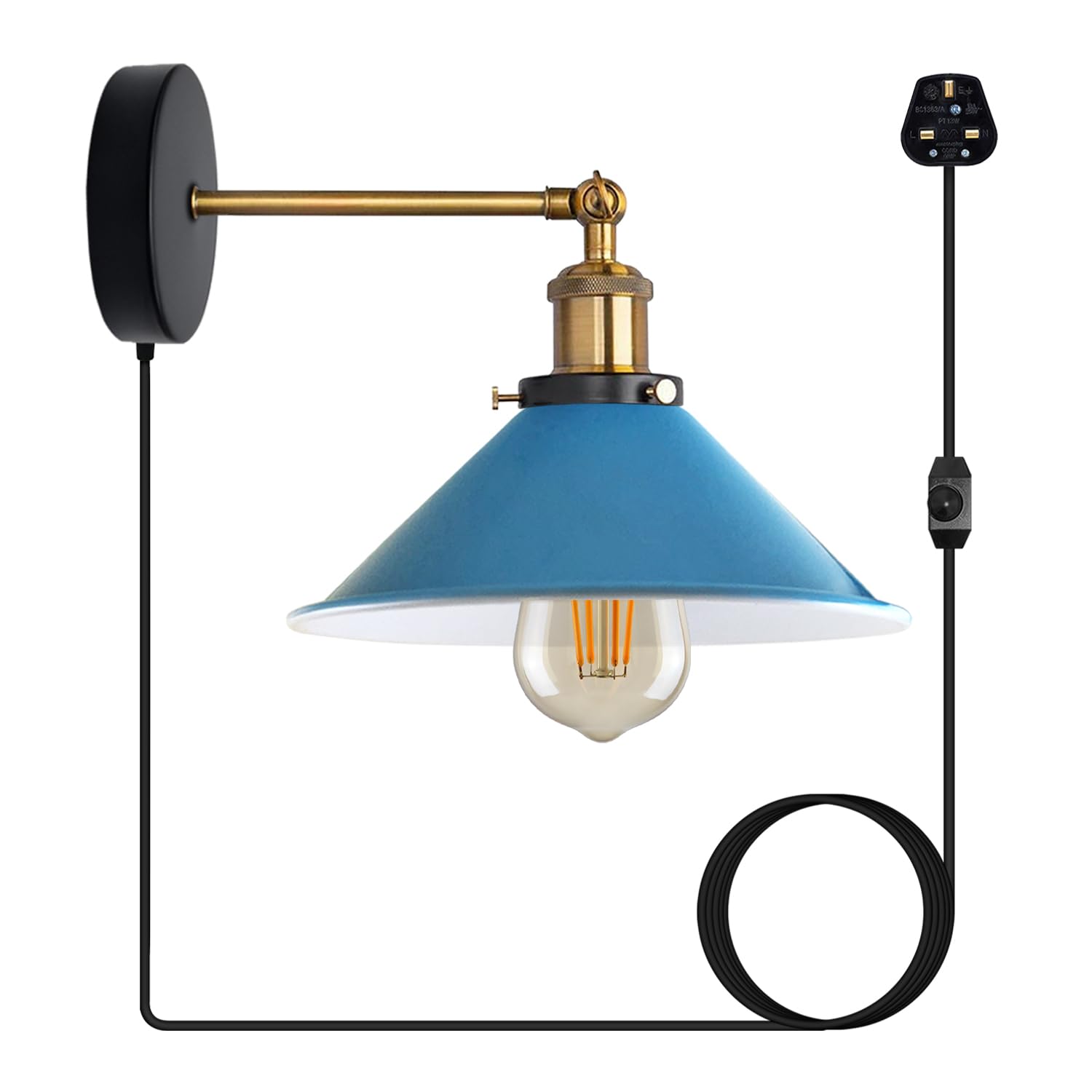 Industrial Indoor Plug in Wall Light with Dimmer ~6332