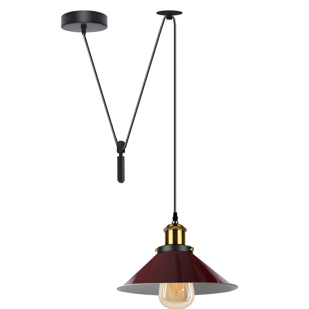 Retro Industrial LED Pendant Ceiling Light Fixture, Metal Shade, Dimmable E27
