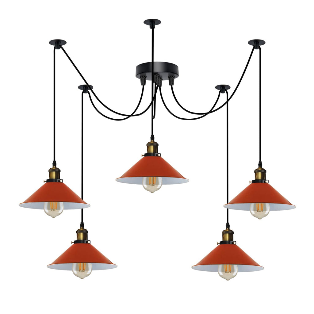 Industrial Vintage 5-Light Spider Pendant Lamp with Adjustable Metal Arms